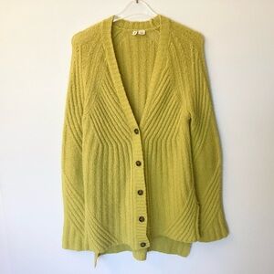 Anthropologie Oversized Ribbed Knit Cardigan by Moth - Chartreuse - XS